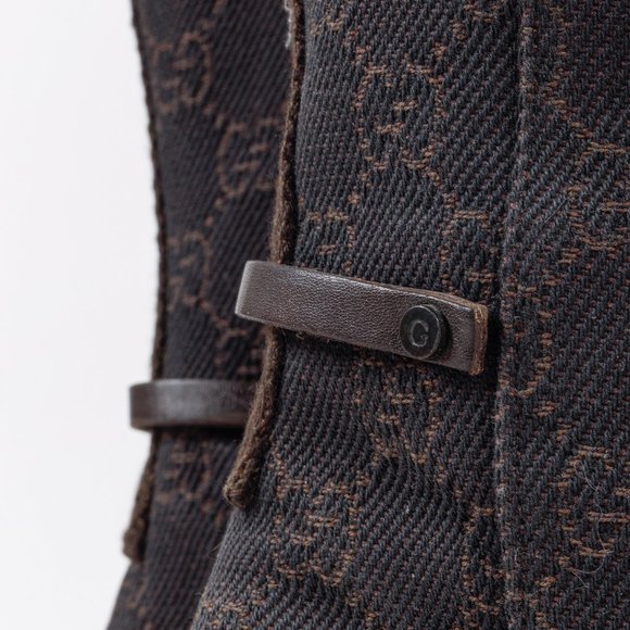 *SOLD* Gucci GG Monogram Canvas Espresso Brown Boots - Picture 8 of 12